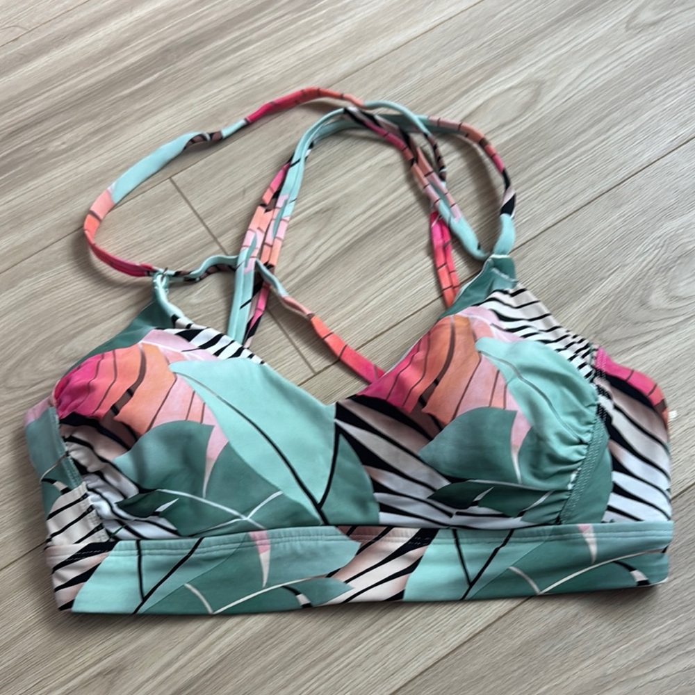 CALIA by Carrie Underwood Pink and Green Bikini with Strappy Back